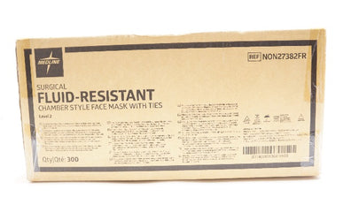 Medline NON27382FR Surgical Fluid-Resistant Face Mask w/Ties - Case of 300